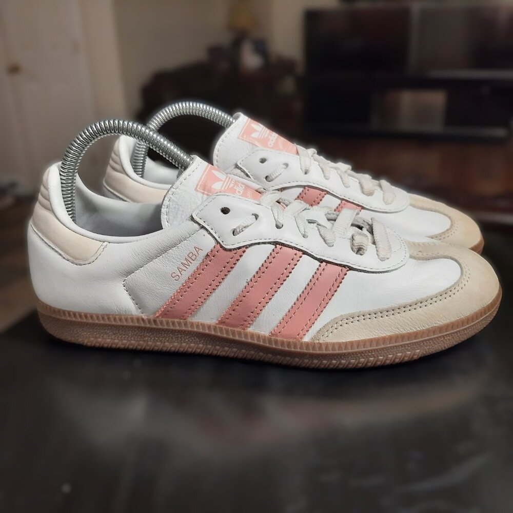 Adidas Samba 🚺 Women's Size 8 OG Cloud White Wonder Mauve Tan Gum JI2677 Shoes - Picture 6 of 16